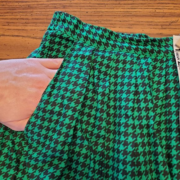 Vintage Green & Black Houndstooth Co-Ord Jacket & Skirt Set Women Medium Petite - Picture 10 of 16